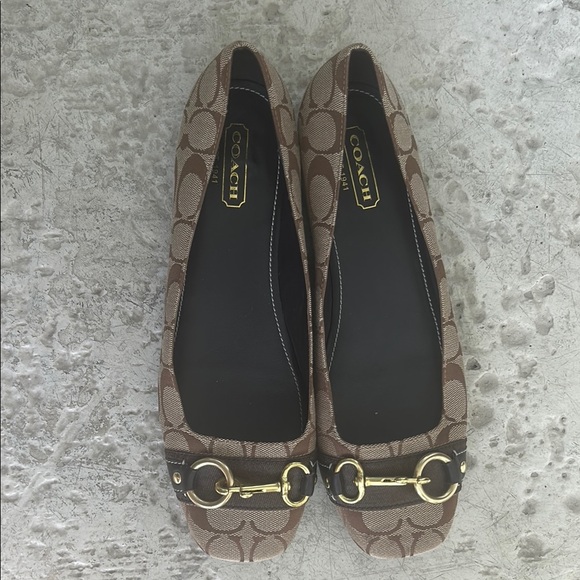 Coach Brown Gold Flats with Signature Hardware - Picture 3 of 4